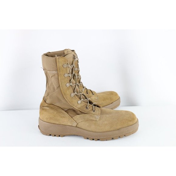 US Military Issued Mens Size 10 R Vibram Suede Leather Army Combat Boots Brown main image 3